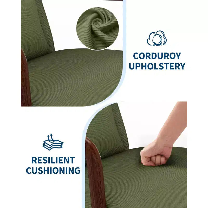 Fauteuil d'appoint moderne du milieu du siècle avec oreiller lombaire, revêtement en chenille et cadre en bois massif