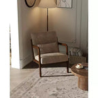 Fauteuil d'appoint moderne du milieu du siècle avec oreiller lombaire, revêtement en chenille et cadre en bois massif