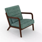 Fauteuil d'appoint moderne du milieu du siècle avec oreiller lombaire, revêtement en chenille et cadre en bois massif