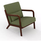 Fauteuil d'appoint moderne du milieu du siècle avec oreiller lombaire, revêtement en chenille et cadre en bois massif