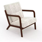 Fauteuil d'appoint moderne du milieu du siècle avec oreiller lombaire, revêtement en chenille et cadre en bois massif