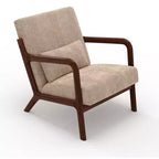 Fauteuil d'appoint moderne du milieu du siècle avec oreiller lombaire, revêtement en chenille et cadre en bois massif