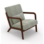 Fauteuil d'appoint moderne du milieu du siècle avec oreiller lombaire, revêtement en chenille et cadre en bois massif
