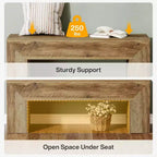 Banc d'entrée en bois Lantine 47'', style Ferme, avec rangement pour salon, chambre, couloir, montage facile, chêne marron