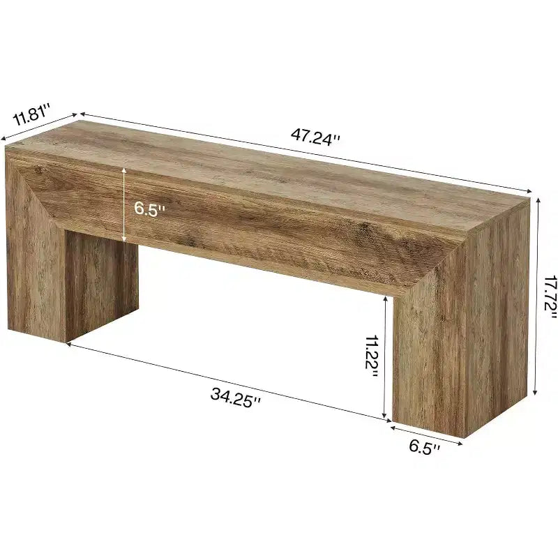 Banc d'entrée en bois Lantine 47'', style Ferme, avec rangement pour salon, chambre, couloir, montage facile, chêne marron