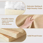 MooxvMoo Canapés de salon en chenille de 284 cm, canapé d'angle en forme de L avec rangement, canapé sectionnel avec tiroir coulissant et coussins décoratifs et pouf de rangement, blé
