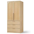 Armoire penderie de 69,5 po, meuble de rangement en bois avec 3 tiroirs, tringle de suspension, armoire de rangement pour vêtements à 2 portes pour chambre à coucher