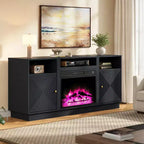 Meuble TV de cheminée Heynemo 59'' pour téléviseurs jusqu'à 65'' avec rangement et étagères réglables