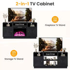 Meuble TV de cheminée Heynemo 59'' pour téléviseurs jusqu'à 65'' avec rangement et étagères réglables