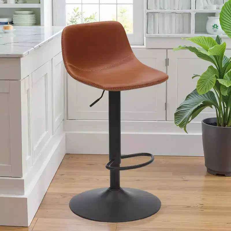 MAYEERTY Lot de 2 tabourets de bar pivotants réglables, chaises de comptoir industrielles en cuir PU de style milieu de siècle pour îlot de cuisine