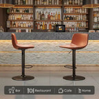 MAYEERTY Lot de 2 tabourets de bar pivotants réglables, chaises de comptoir industrielles en cuir PU de style milieu de siècle pour îlot de cuisine