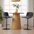 MAYEERTY Lot de 2 tabourets de bar pivotants réglables, chaises de comptoir industrielles en cuir PU de style milieu de siècle pour îlot de cuisine