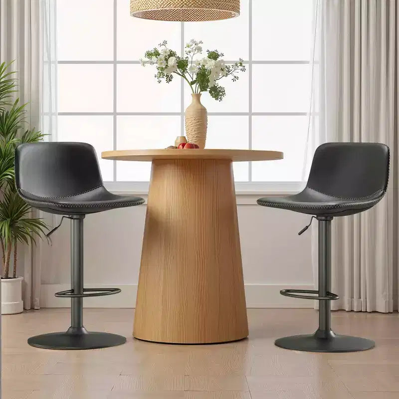MAYEERTY Lot de 2 tabourets de bar pivotants réglables, chaises de comptoir industrielles en cuir PU de style milieu de siècle pour îlot de cuisine