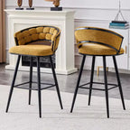 Lot de 2 tabourets de bar modernes rembourrés avec dossier incurvé, hauteur d'assise de 73,7 cm, pieds en fer noir pour îlot de cuisine ou bar à domicile-Panipeachy