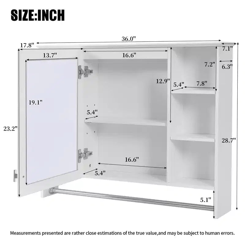 Armoire à pharmacie murale GDFStudio Jones 36 avec porte miroir et porte-serviettes