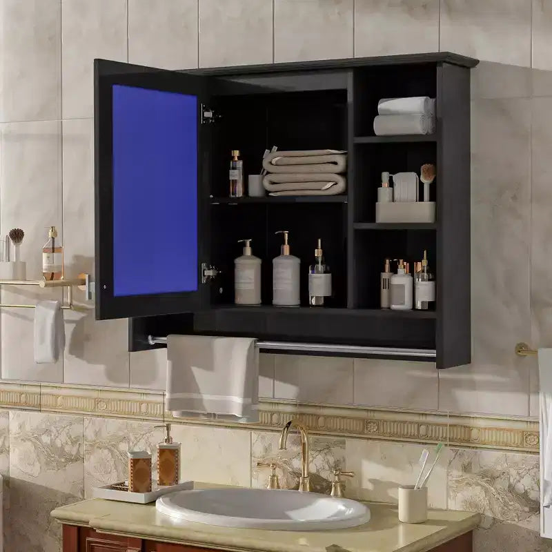 Armoire à pharmacie murale GDFStudio Jones 36 avec porte miroir et porte-serviettes