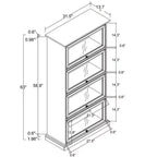 VIYET 63 Meuble vitrine à 4 niveaux en verre, meuble de collection en MDF blanc + verre trempé (portes relevables pour objets de collection/jouets/livres)