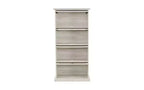 VIYET 63 Meuble vitrine à 4 niveaux en verre, meuble de collection en MDF blanc + verre trempé (portes relevables pour objets de collection/jouets/livres)