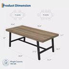 Table à manger industrielle de 70,87 po pour 6 à 8 personnes, longue table de cuisine en bois avec cadre métallique robuste et finition noire, peut accueillir 6 personnes (comptoir rectangulaire)