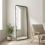 Likepay Full-Length Large Black Metal Floor Mirror with Rounded Corners, Modern Minimalist Design