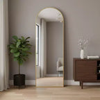 Miroir sur pied HomeRoots 64 en arche, cadre en métal doré