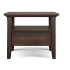 Table d'appoint étroite de style transitionnel en bois massif de 14 pouces de large avec tiroir Normandy