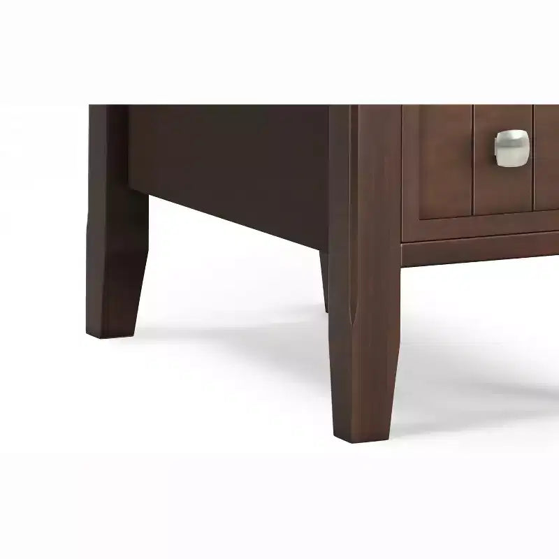 Table d'appoint étroite de style transitionnel en bois massif de 14 pouces de large avec tiroir Normandy