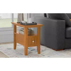 Table d'appoint étroite de style transitionnel en bois massif de 14 pouces de large avec tiroir Normandy