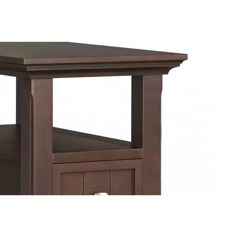 Table d'appoint étroite de style transitionnel en bois massif de 14 pouces de large avec tiroir Normandy