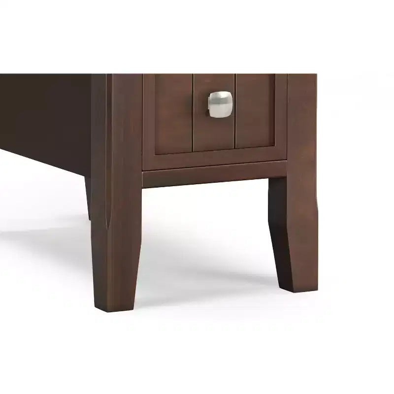 Table d'appoint étroite de style transitionnel en bois massif de 14 pouces de large avec tiroir Normandy
