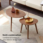 Table d'appoint VIYET 16 en chêne massif, table basse de style Mid-Century moderne en forme de galet, bureau sans formaldéhyde pour salon/bureau (noyer)