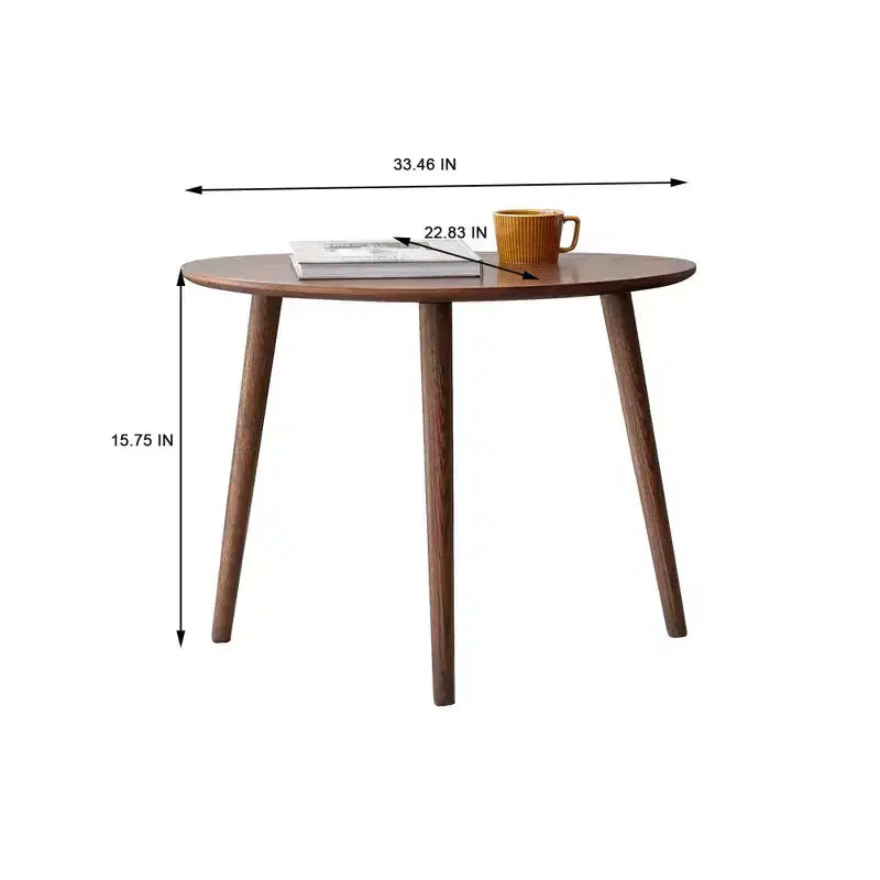 Table d'appoint VIYET 16 en chêne massif, table basse de style Mid-Century moderne en forme de galet, bureau sans formaldéhyde pour salon/bureau (noyer)