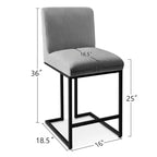 Lot de 4 tabourets de bar modernes à hauteur de comptoir, 25 chaises d'îlot de cuisine rembourrées avec piètement luge en métal noir - Panipeachy