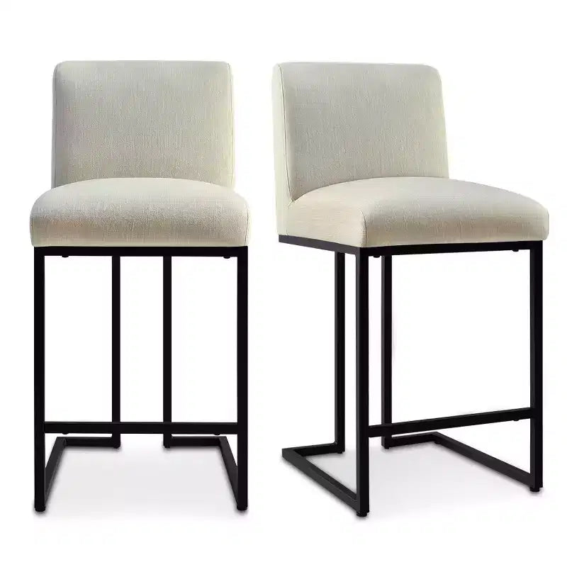 Lot de 4 tabourets de bar modernes à hauteur de comptoir, 25 chaises d'îlot de cuisine rembourrées avec piètement luge en métal noir - Panipeachy