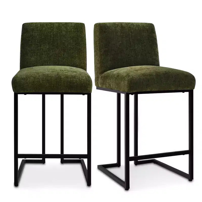 Lot de 4 tabourets de bar modernes à hauteur de comptoir, 25 chaises d'îlot de cuisine rembourrées avec piètement luge en métal noir - Panipeachy