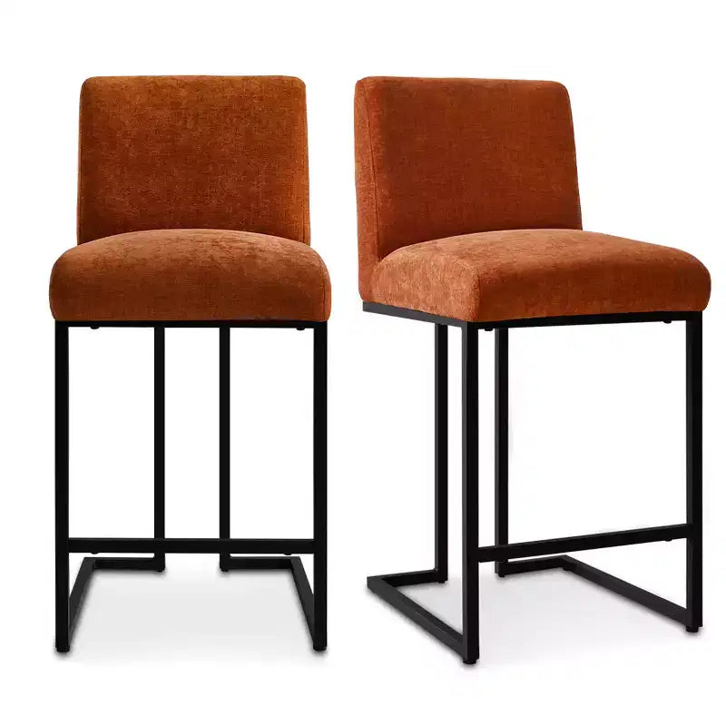 Lot de 4 tabourets de bar modernes à hauteur de comptoir, 25 chaises d'îlot de cuisine rembourrées avec piètement luge en métal noir - Panipeachy