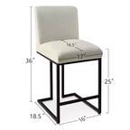 Lot de 4 tabourets de bar modernes à hauteur de comptoir, 25 chaises d'îlot de cuisine rembourrées avec piètement luge en métal noir - Panipeachy