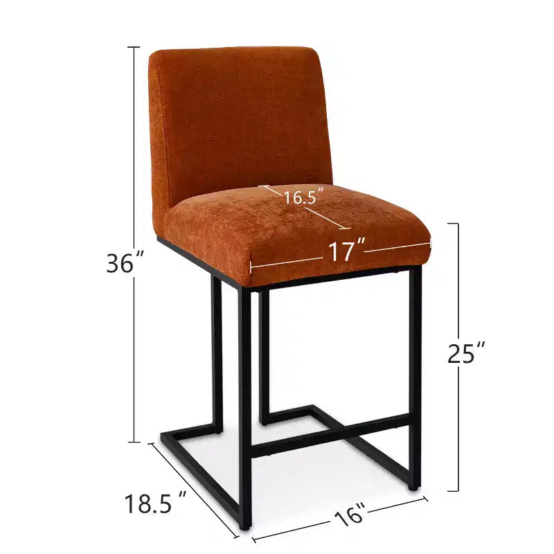 Lot de 4 tabourets de bar modernes à hauteur de comptoir, 25 chaises d'îlot de cuisine rembourrées avec piètement luge en métal noir - Panipeachy