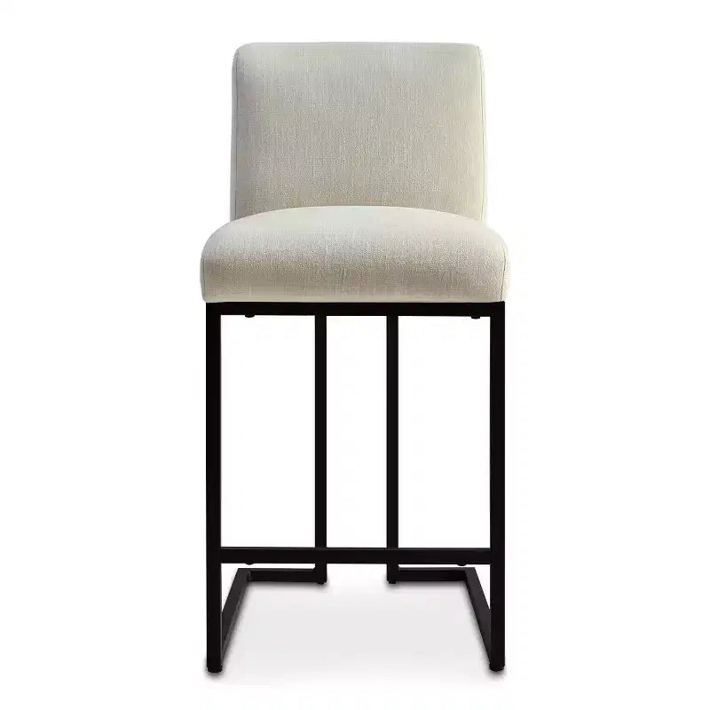 Set of 4 Modern Counter Height Bar Stools, 25 Upholstered Kitchen Island Chairs with Black Metal Sled Base - Panipeachy