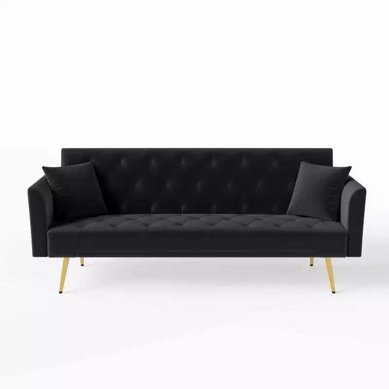 Canapé inclinable moderne en velours avec dossier réglable à 3 positions, canapé-lit convertible pour petits salons ou chambres d'amis-Panipeachy
