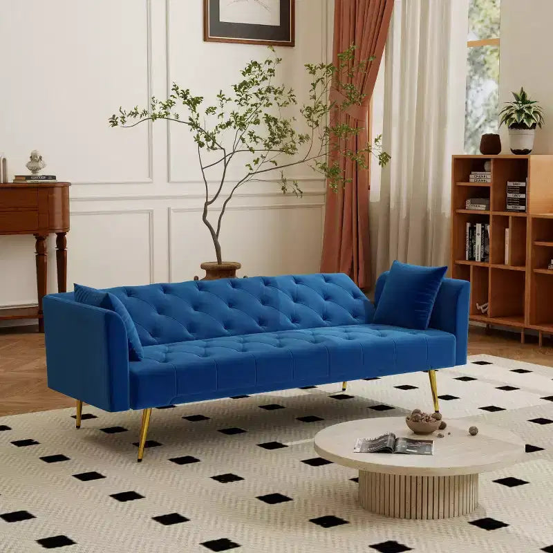 Canapé inclinable moderne en velours avec dossier réglable à 3 positions, canapé-lit convertible pour petits salons ou chambres d'amis-Panipeachy
