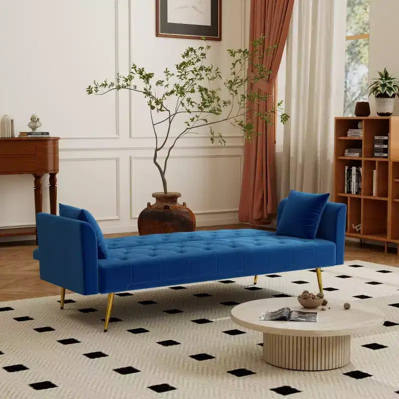 Canapé inclinable moderne en velours avec dossier réglable à 3 positions, canapé-lit convertible pour petits salons ou chambres d'amis-Panipeachy