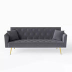 Canapé inclinable moderne en velours avec dossier réglable à 3 positions, canapé-lit convertible pour petits salons ou chambres d'amis-Panipeachy