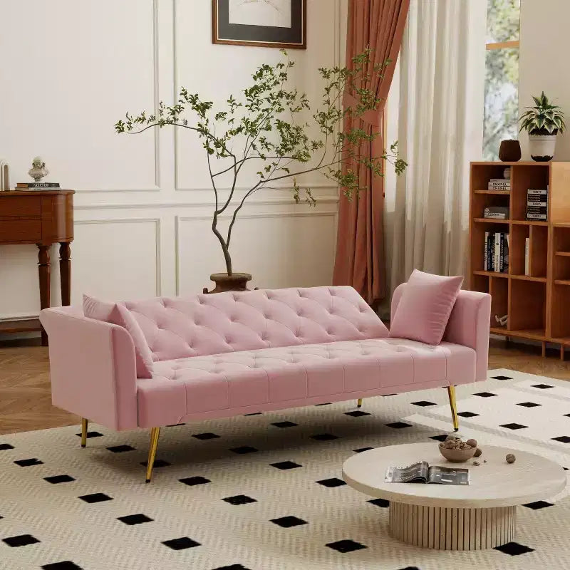 Canapé inclinable moderne en velours avec dossier réglable à 3 positions, canapé-lit convertible pour petits salons ou chambres d'amis-Panipeachy