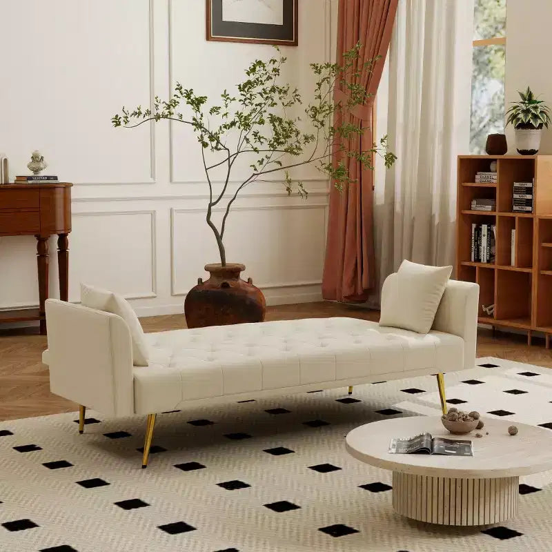 Canapé inclinable moderne en velours avec dossier réglable à 3 positions, canapé-lit convertible pour petits salons ou chambres d'amis-Panipeachy