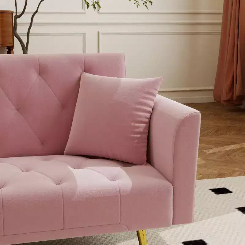Canapé inclinable moderne en velours avec dossier réglable à 3 positions, canapé-lit convertible pour petits salons ou chambres d'amis-Panipeachy