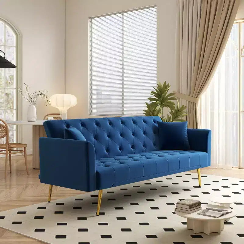 Canapé inclinable moderne en velours avec dossier réglable à 3 positions, canapé-lit convertible pour petits salons ou chambres d'amis-Panipeachy