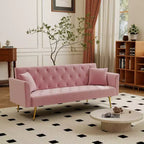 Canapé inclinable moderne en velours avec dossier réglable à 3 positions, canapé-lit convertible pour petits salons ou chambres d'amis-Panipeachy