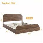 Cadre de lit en bois avec tête de lit de rangement – Lit plateforme bas pour enfant avec pied de lit surélevé, lattes en bois robustes (pas besoin de sommier tapissier)