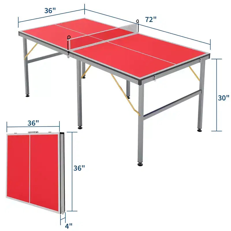 Table de ping-pong portable 180x90 cm pour intérieur et extérieur - Comprend filet, 2 raquettes et 3 balles - Table de jeu professionnelle pour adultes et adolescents